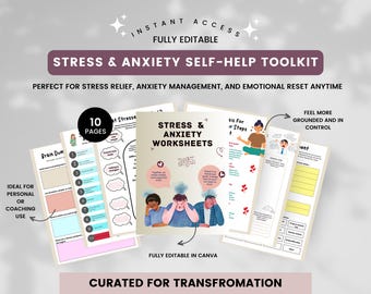 Gestão do Estresse, Folhas de Exercícios para Ansiedade, Materiais para Alívio do Estresse (Imprimir), Recuperação da Síndrome de Burnout, Estratégias de Enfrentamento, Folha de Exercícios para Saúde Mental e Bem-Estar
