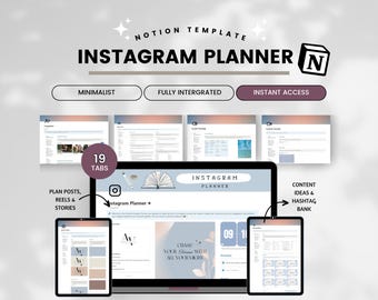 Instagram Content Planner Notion Template, Notion Planner, Instagram Planner, Social Media Planner for Content Creator, Influencer, Coach