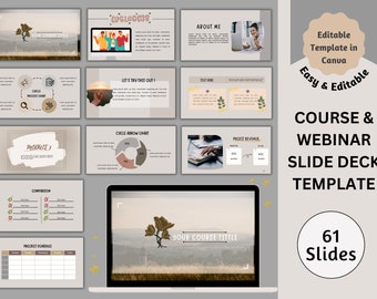 60+ Pages Webinar & Slide Deck Template, Canva Template, Course Webinar, Course Creator, Pitch Deck Template, Business Presentation, Slid