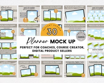 Planerare Mockup Canva-mall för coacher, kursskapare Mockup, digital produkt Mockup, listningsmockupmallar, onlinekurs Mockup