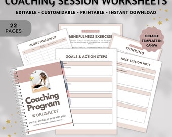 Coaching Session Canva Worksheets, Client Session, Coaching Toolkit, Tool Kit for Coaches , Goal & Action Worksheet, Lead Magnet Template