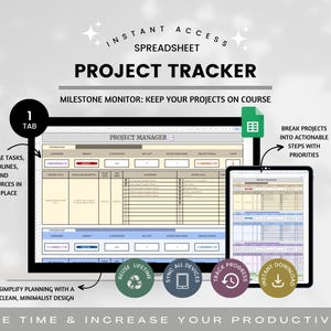 Hoja de cálculo de seguimiento de proyectos, Hoja de cálculo del administrador de tareas de Google Sheets, Gestión de tareas, Planificador de seguimiento de tareas, Lista de tareas digitales para equipos