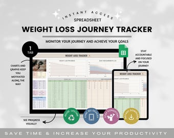 Weight Loss Tracker Spreadsheet for Google Sheets, Weight Tracker, Health Spreadsheet, Wellness Tracker, Body Measurement Log,BMI Calculator