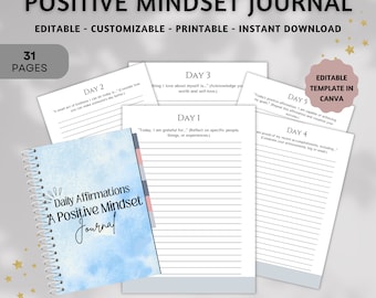 Daily Positive Mindset Journal Done For You, Positive Thinking Journal, Personal Development Coaching Tools for Life Coaches, Course Creator