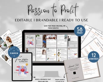 Passion to Profit Done For You Ebook, Creative Entrepreneurship Guide, Purpose-Driven Business, Business Branding Guide, Launch Kit Planner