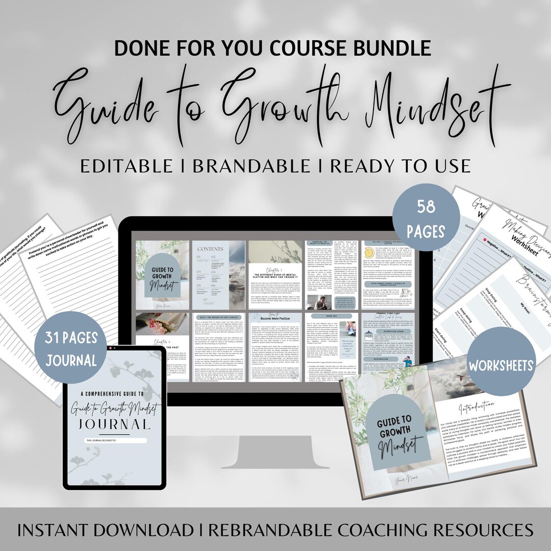 Done for You Guide to Growth Mindset Ebook, Editable, Rebrandable, Lead ...