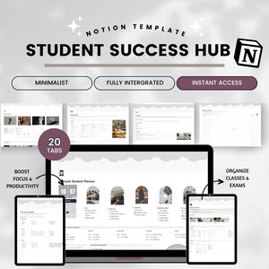 Student Planner Notion Template, Academic Planner, Notion University Planner, Assignment Tracker, Student life organizer, Study planner