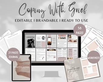 Coping with Grief Done for You Course Ebook, Grief and Loss Workbook for Counselor & Therapist, Grief Prompts Journal, Grief Support Tools