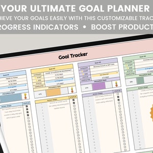 Digital Goal Planner Google Sheet Spreadsheet, Goal Tracker Spreadsheet ...