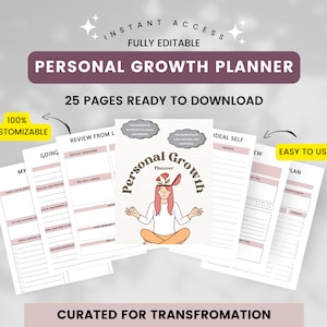 Personal Growth Planner, Self-Development Planner, Growth Mindset Planner, Personal Development Journal for Life Coach, Self Love Coach