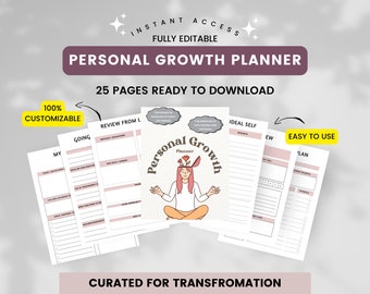 Planificador de Crecimiento Personal, Planificador de Autodesarrollo, Planificador de Mentalidad de Crecimiento, Diario de Desarrollo Personal para Coaches de Vida y Coaches de Amor Propio.