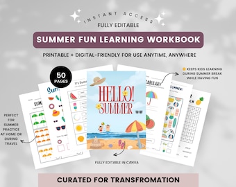 Livro de atividades de verão para crianças, aprendizado de verão, folha de exercícios para ensino domiciliar, atividades educativas para crianças, folha de exercícios de verão para pré-escola e jardim de infância
