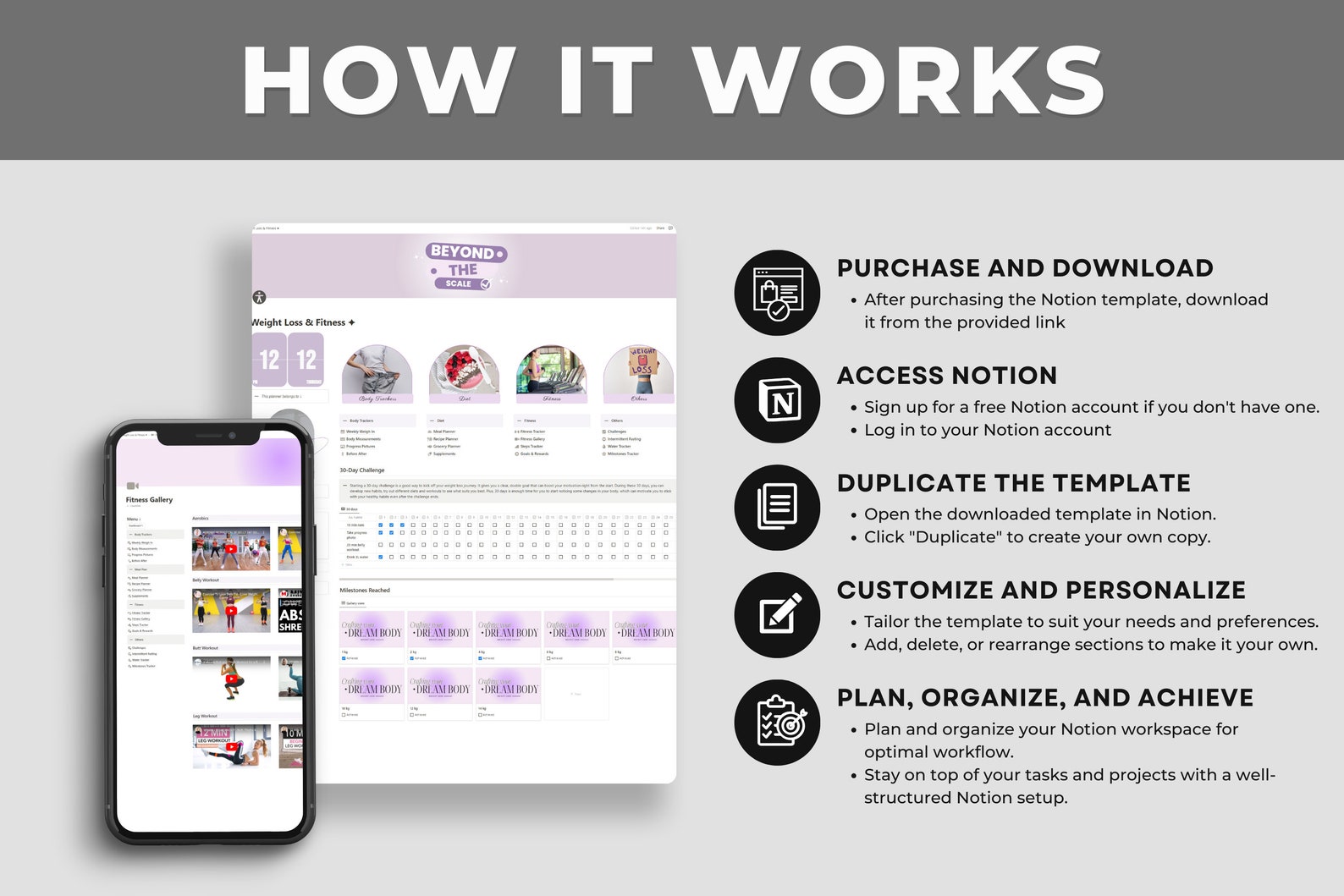 Weight Loss Tracker Notion Template, Weight Tracker, Calorie Tracker