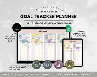 Digitaler Zielplaner Google Sheet Tabelle, Tabelle zur Zielverfolgung, Produktionsplaner, Zielplanung, Undatierter Zielplaner