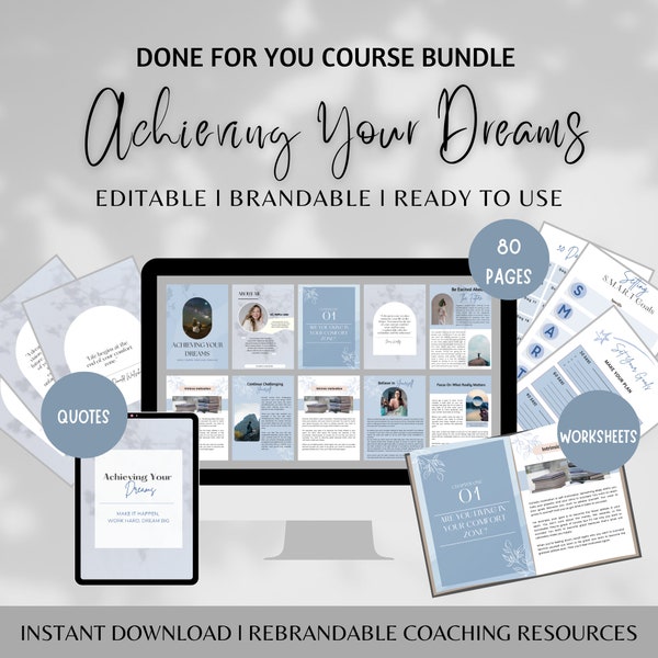 Achieving Your Dreams Done For You Ebook, Brandable Coaching Program, Content for Life Coach, Goal Setting Coach, Dream Coach,Business Coach