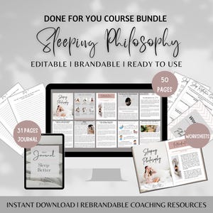 Sleep Better Brandable Done For You eBook, Sleeping Philosophy, Sleep worksheets, Sleep Journal, Workbook, Lead Magnet, Life Coaches Content