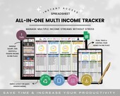 Multi Income Expense Tracker, Income and Expense Spreadsheet, Income Tracking, Personal Financial Planner Google Sheet, Bookkeeping Template