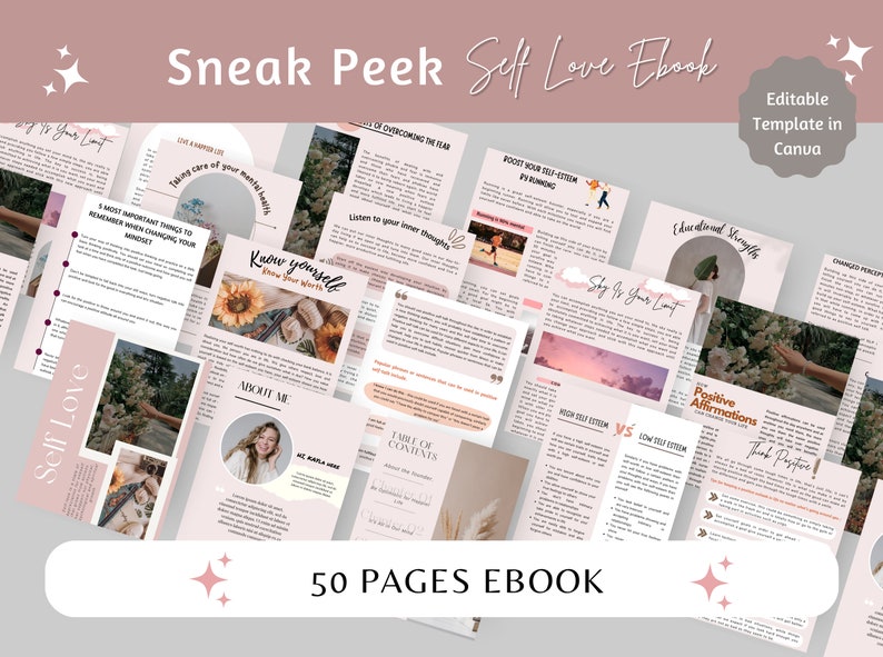 Self Love Canva Template Done for You Brandable Ebook, Self Love ...