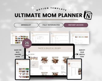 Mom Planner Notion Template, Family Notion Template, Mom Productivity Planner, Mom Digital Planner, Mom Life Digital Planner, Habit Tracker