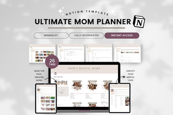 Mom Planner Notion Template, Family Notion Template, Mom Productivity Planner, Mom Digital Planner, Mom Life Digital Planner, Habit Tracker