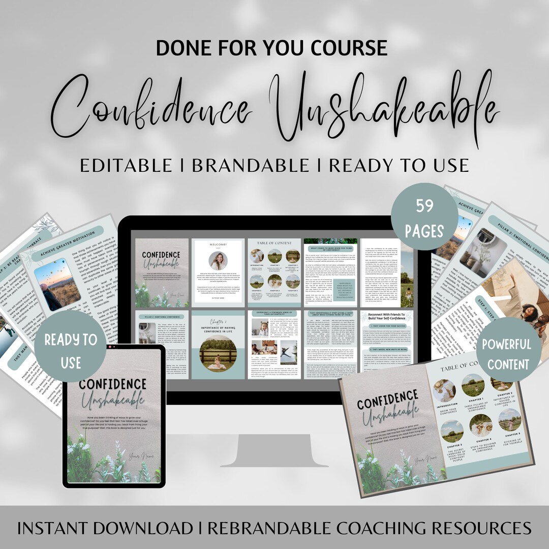 Confidence Unshakeable Done for You Ebook, Brandable Ecourse for ...