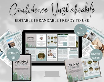 Confidence Unshakeable Done For You Ebook, Brandable eCourse for Confidence Coach, Self Love Coach, Self Esteem Self Care Wellness Coach