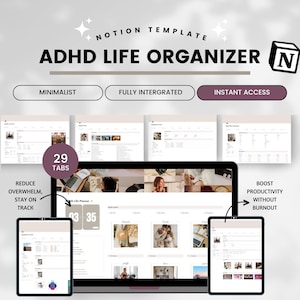 ADHD Life Planner Notion Template, Life Planner Notion Dashboard, ADHD Digital Planner, All-In-One Planner and Template, Personal Planner