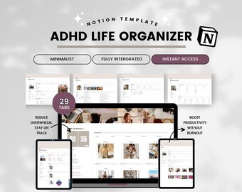 ADHS Life Planner Notion Template, Life Planner Notion Dashboard, ADHS Digitaler Planer, All-In-One Planer und Vorlage, Personal Planer