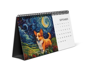 2026 Corgi Desktop Calendar: Iconic Dog Art Reimagined | Corgi Desk Calendar | Perfect Gift for Dog Lovers
