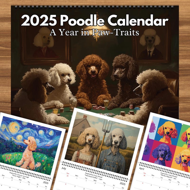 2025 Calendar Poodle Etsy