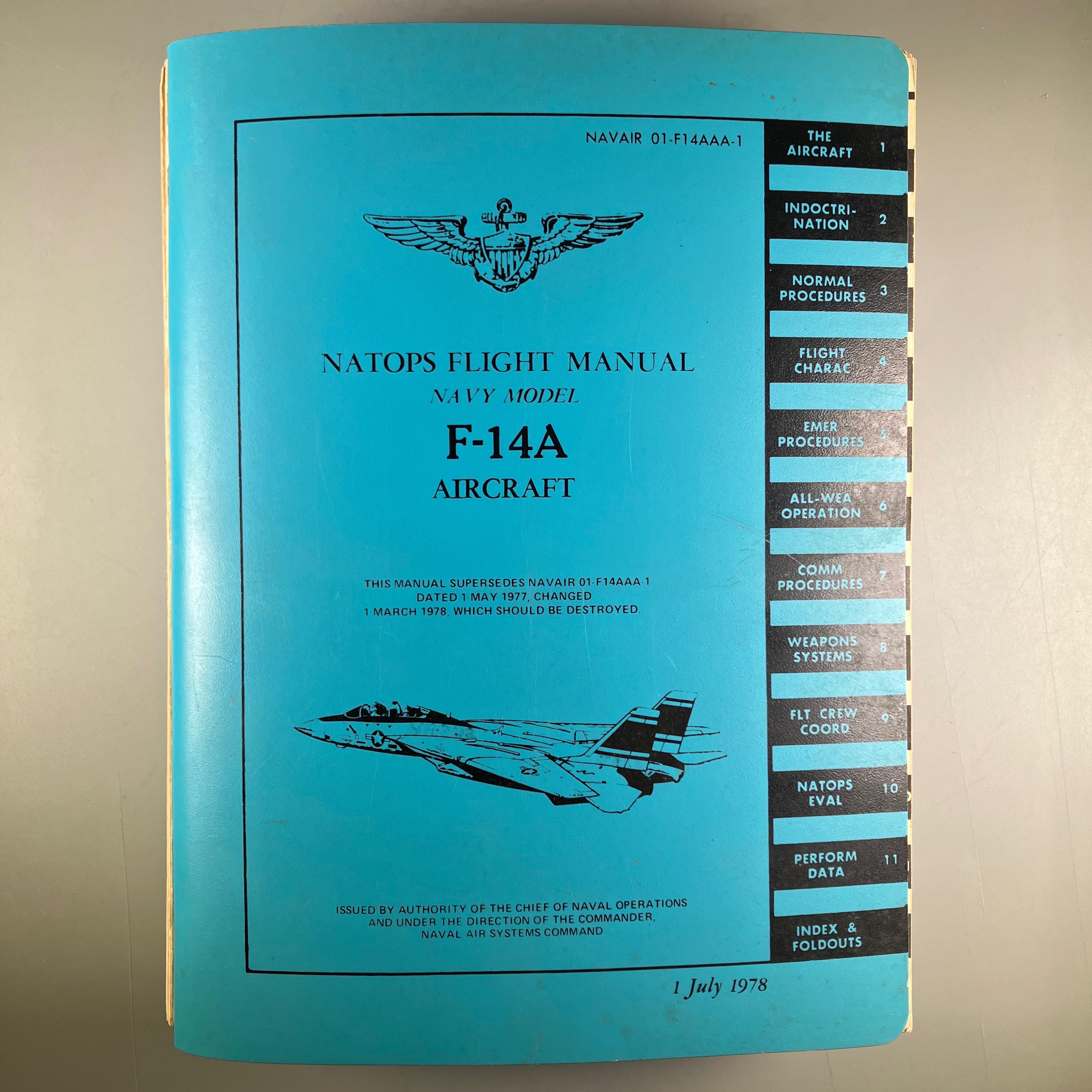 NATOPS F-14A (PLUS) フライトマニュアルとチェックリスト NATOPS F-14A Vintage Flight Manual Navy Aircraft 1978 TOPGUN
