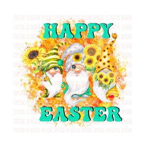 Frohe Ostern Sonnenblumen Gnome PNG Digital Design Download