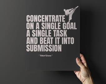 Motivational Quote Poster - Concentrate on a Single Goal - Hustle Wall Art Printable - Entrepreneur Mindset Decor - Digital Download