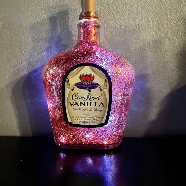 Glitter Lighted Vanilla Crown Royal Bottle