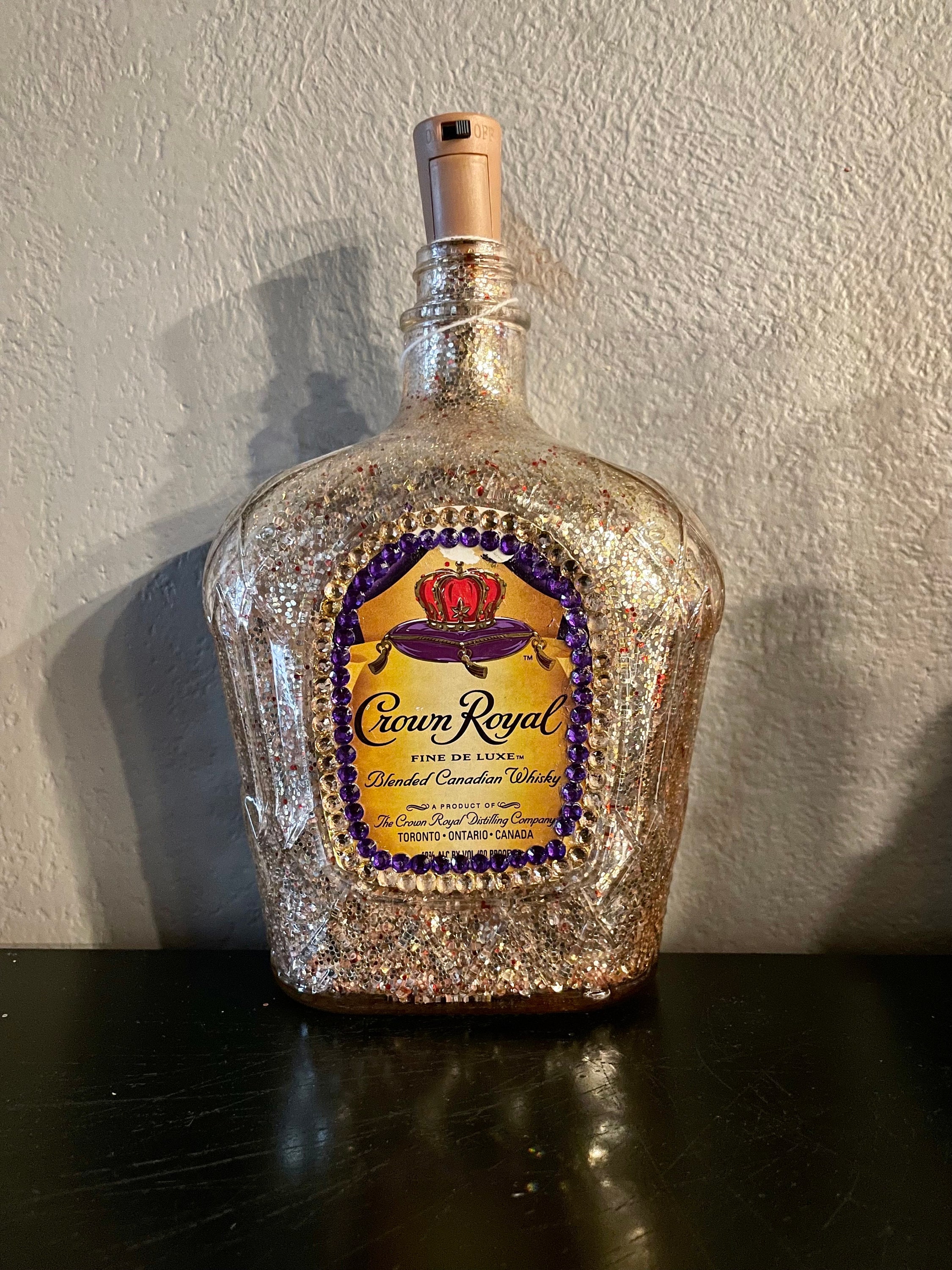Bedazzled Glitter Lighted Crown Royal Bottle