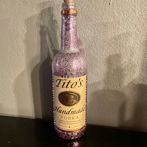 Pink Bedazzled Glitter Lighted Tito’s Bottle