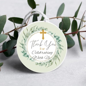 12 Favor Tags, SHIPPED, Thank You, God Bless, Religious, Christening, Confirmation, Baptism, Communion, Cross, Church, Personalize, Party