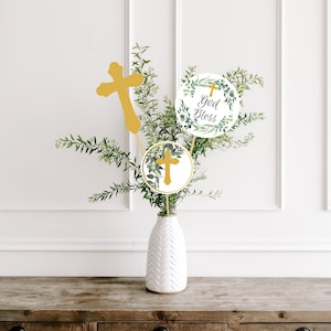 Big Dot Of Happiness First Communion Banner - Blue Cross God Bless Bunting For Boy's Party Decor - View #4