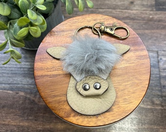 Highland Cow Keychain, Genuine Leather, Cow, Key Fob, Gift, Western, Ranch