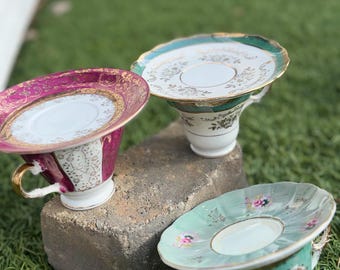 Teacup Pollinator Bath: Bumble Bee & Butterfly Garden Decor