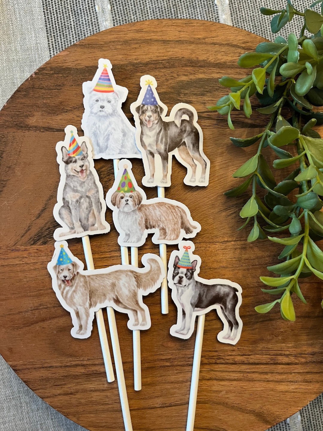 12 Puppy Party Cupcake Toppers, Pawty, Puppy Party, Woof, Best Friend, Animal, Cat, Pet, Adopt A ...