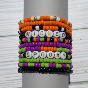 Halloween Bracelet, Seed Bead Bracelet, Handmade Jewelry, Stacking Bracelets, Halloween Jewelry, Spooky Season, Trick or Treat Vibes