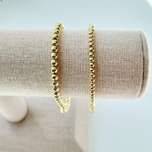14k Gold Plated Bead Bracelet, Gold Bead Stretch Bracelet, Stacking Gold Bracelet, Gift for Her