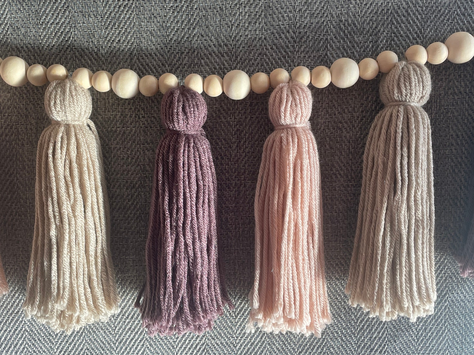 Blush and Plum Tassel Garland Wall Decor Garland for Fireplace Boho
