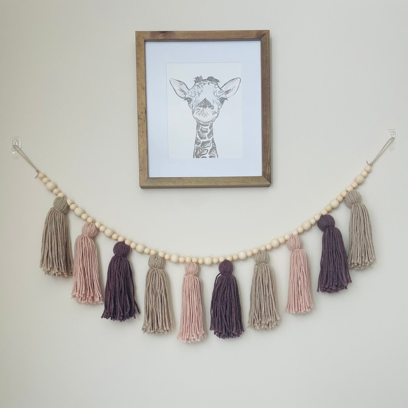 Blush and Plum Tassel Garland Wall Decor Garland for Fireplace Boho