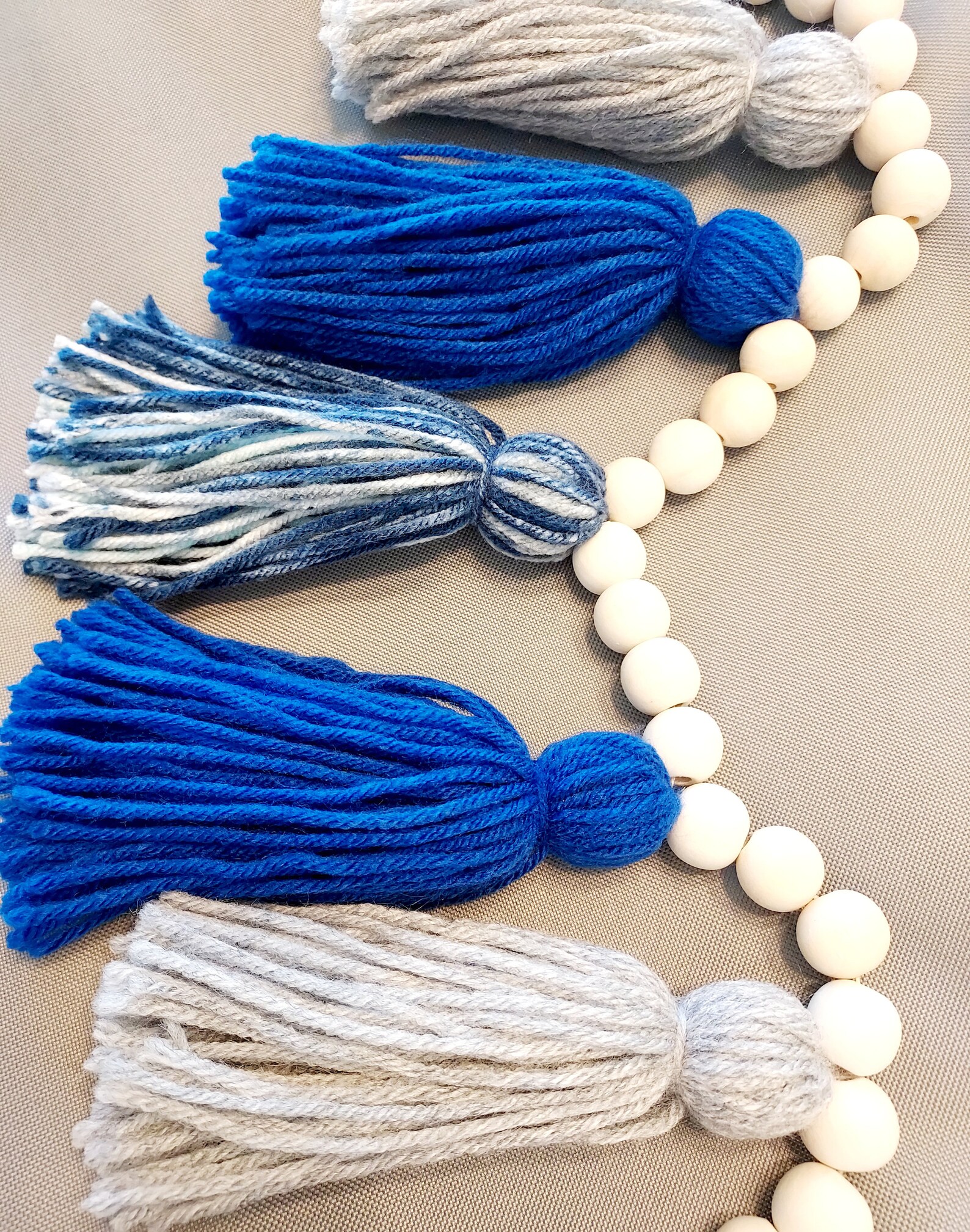 Blue Tassel Garland Boho Lake House Decor Yarn Tassel Etsy