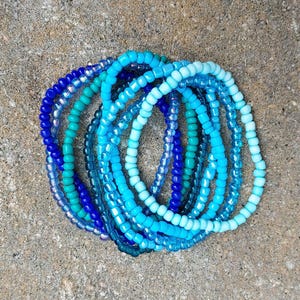 Blue Seed Bead Bracelets, Stacking Bead Bracelets, Handmade Jewelry, Friendship Bracelets, Custom Bracelet, Heart of Carolina by KLM