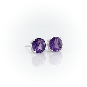 Amethyst Stud Earring in Sterling Silver, Amethyst Jewelry, Birthstone Earring, February Birthstone Earring, Gift for her