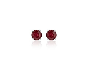 Natural Ruby Stud Earring in Sterling Silver, Ruby Jewelry, Birthstone Earring, July Birthstone Earring, Gift for her