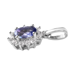 AAAA Tanzanite and Moisssanite Earrings, Ring and Pendant Necklace Set in Platinum Over Sterling Silver, Tanzanite Jewelry Set, Gift For Her image 5